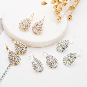 Boucles d'oreilles clips plaquées or 10K en or massif, motif goutte d'eau, avec chaîne griffe, bijoux E601, les plus vendues sur Wish - Product Image 2