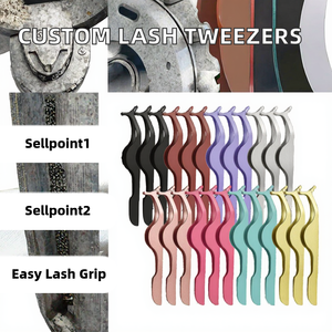 Pinzas Aplicadoras de Pestañas Postizas de Acero Inoxidable con Punta Redondeada, Pinzas para Pestañas en Tiras con Logotipo Personalizado al por Mayor - Product Image 2