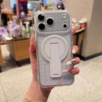 Nouvel étui pour iPhone 16 Pro 15 Pro avec support à paillettes et design magnétique anti-chute