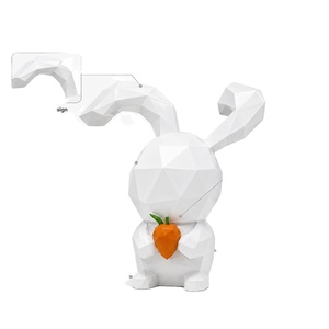 Custom <b>White</b> Geometric Rabbit Fiberglass Sculpture Modern Low Poly Outdoor Garden Park Plaza Landscape Decor Manufacturer - Product Image 1