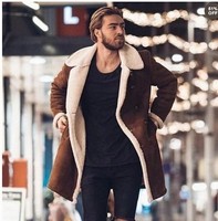 Manteau Long et chaud en daim Composite pour hommes, polaire unie, pour loisirs, Trench, vêtements d'extérieur, Long, couleur