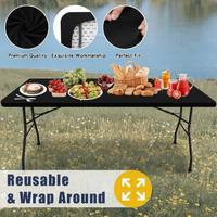 Nappe de pique-nique élégante et extensible en polyester TY, lavable, blanche et noire, pour terrasse, usage extérieur