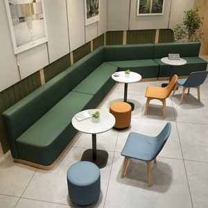 Divani Moderni Minimalisti Multi-posto per Negozi di Tè, Ristoranti Occidentali, Bar di Caffè, Caffetterie; Tavoli in Legno Massello - Product Image 2