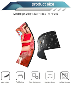 Kapalı P1.8P2 P2.5 P3 P4 esnek LED modülü animasyon ve grafik ekran fonksiyonu ile Ultra ince kavisli silindir sütun - Product Image 2