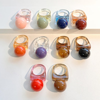 Neue Bunte Candy Bean Harz Halbkugel-Patches Runde Kugel-Ringe Makronen-Farbige Quadratische Ringe Geschenk
