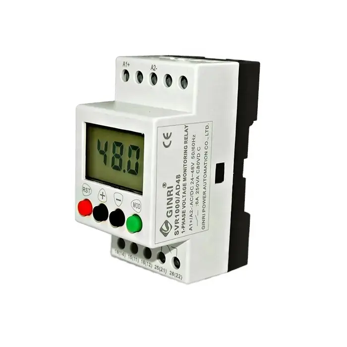 Ginri SVR1000 LCD ajustable AC/DC 24-48V 110-240V 12V sobre bajo voltaje retardo temporizador voltaje monitoreo relé Protector