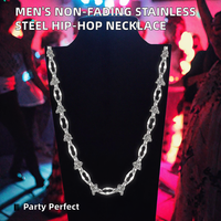 Collier chaîne à maillons en acier inoxydable inaltérable pour homme, accessoires de fête hip-hop géométriques