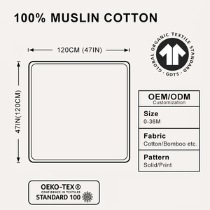 Wholesale Custom 4-Layer Soft Newborn Baby Woven Animal/Solid Pattern Swaddle <strong>Muslin</strong> Blanket for Baby Sleeping - Product Image 5