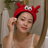 MUJU HQS002 Bandeau de Noël en peluche marron avec bois de renne, motif faon, 20 cm, antidérapant, avec yeux boule, personnalisable avec logo