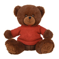 Ours en peluche brun en gros avec pull jaune, jouet en peluche personnalisé, ours en peluche doux