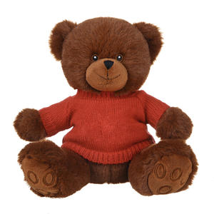 Ours en peluche brun en gros avec pull jaune, <span class=keywords><strong>jouet</strong></span> en peluche personnalisé, ours en peluche doux - Product Image 4