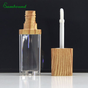 Tubos de brillo de labios de 7ml personalizados al por mayor nuevos tubos de brillo de labios de grano de madera chapados en agua de plástico con tapón de rosca para cosméticos - Product Image 1