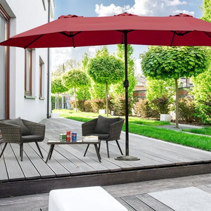 Sombrilla de playa de doble manivela de 4.6M, impermeable, para jardín, patio, mercado, con cabezal grande, para hoteles, 15 sombrillas dobles con manivela 15 - Product Image 3