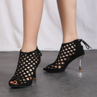 Chaussures de danse latine à lacets pour femmes découpe Sexy Chacha Bachata Salsa Performance chaussures avec talon électrolytique 8.5cm nouveauté