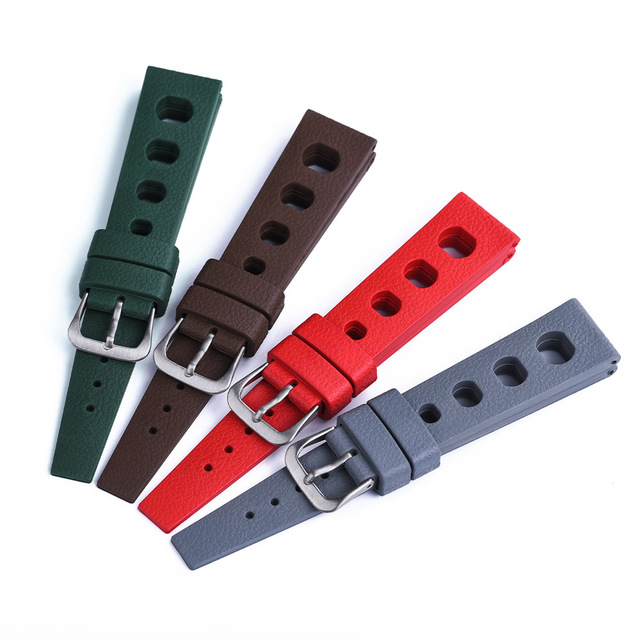 Factory Direct 20mm Tropical FKM Fluororubber Quick-Release Watch Strap Compatible with Smart Machine Rings In-Stock