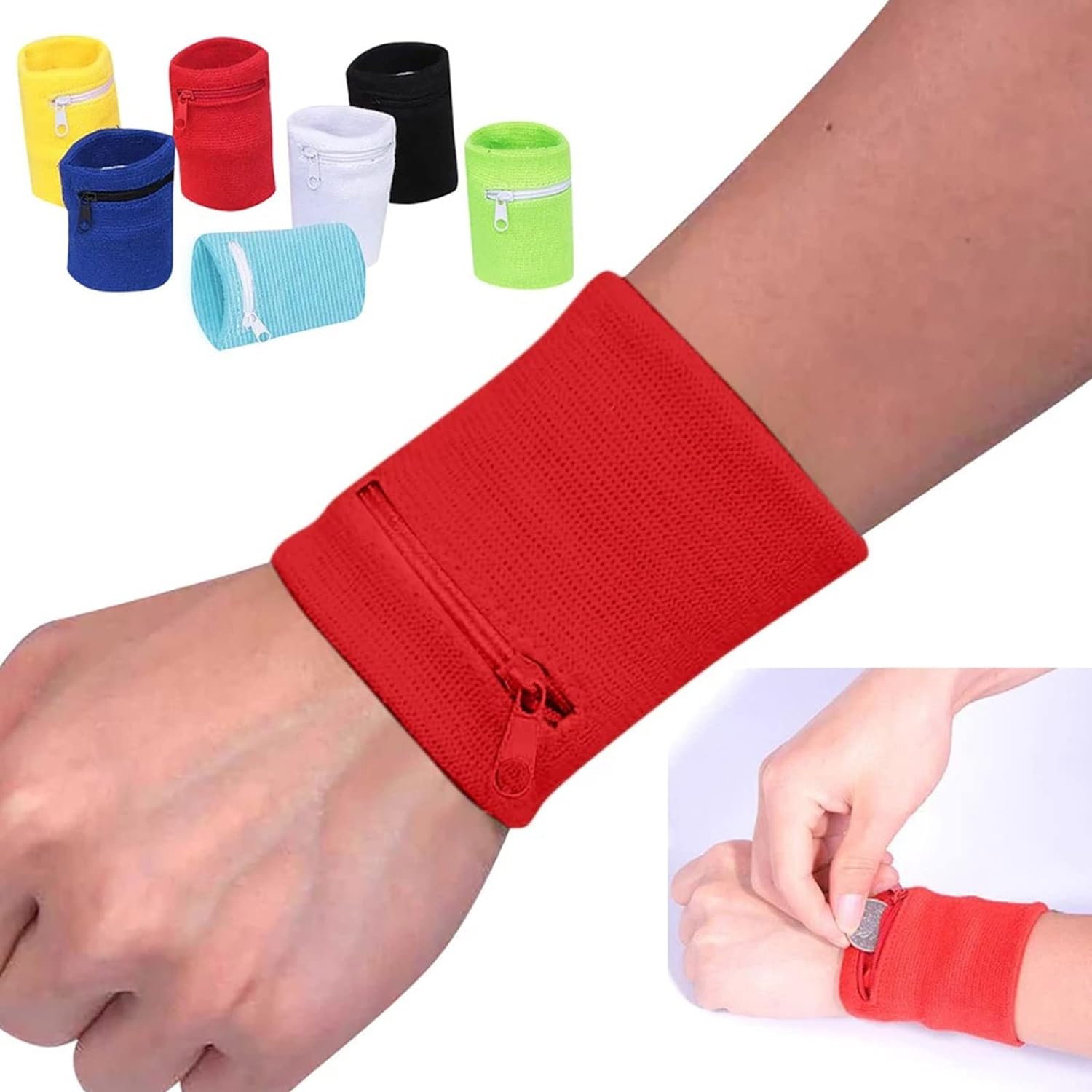 Wrist Wallet Wristband with Zipper Wrist Wallet Sweatband with Zipper Pocket for Sports Wallet Walking