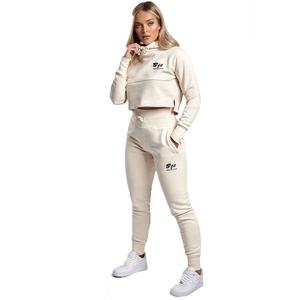 โลโก้ที่กำหนดเองผู้หญิงผ้าฝ้ายโพลีเอสเตอร์Two Piece Crop Top HoodieและJoggerชุดสำหรับสตรี - Product Image 1