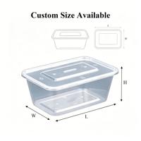 Boîte alimentaire en plastique transparent sur mesure, pour la préparation des repas, la restauration rapide, les plats à emporter, boîte à lunch carrée, jetable