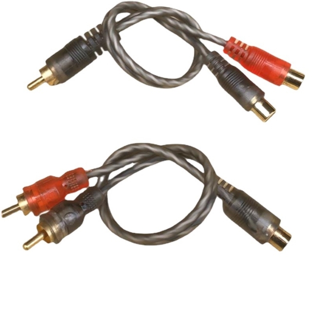 Wholesale 28cm Pure Copper One to Two Connector Car Audio Splitter Cable RCA Y Splitter Adapter Cable