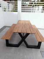 Vente d'usine Table de pique-nique extérieure en plastique, bois commercial Patio Table de jardin banc en acier table de pique-nique extérieure avec banc