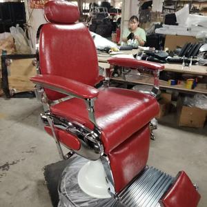 Chaise de barbier de style antique, couleur personnalisée, argent, cuir synthétique, siège de coiffure pour salon de coiffure, disponible à la vente - Product Image 5