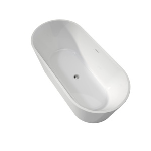 Bañera Independiente de Acrílico Blanco Brillante con Desagüe Central y Forma Ovalada para Adultos en el Baño - Product Image 6