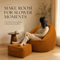 Fauteuil pouf convertible moderne en cuir minimaliste avec repose-pieds pour salon
