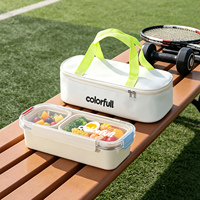 Boîte à bento rectangulaire moderne en acier inoxydable SUS304 de qualité supérieure avec couvercle en PC, paroi extérieure de qualité alimentaire, étanche, 2-3 compartiments