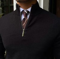 Pull en cachemire de chèvre 100% mongol surdimensionné personnalisé, tricoté, épais, avec fermeture éclair 1/4, pour homme