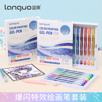 Stylo de dessin à encre liquide non effaçable populaire Languo P600-41, pointe de 1,0 mm, 16 couleurs super brillantes, encre bleue, rouge, verte