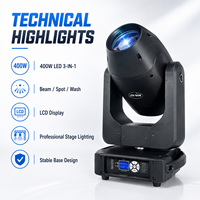Barra de Luces LED 3 en 1 de 400W con Cabezal Móvil, Gobo, Mezcla de Colores CMY CTO, Patrón Giratorio, DMX512, AC100-240V para Conciertos, Clubes, Teatros