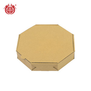 กล่องพิซซ่าทรงแปดเหลี่ยม/ทรงกลม ทำจากกระดาษคราฟท์ลูกฟูก สำหรับใส่อาหาร  รับผลิตตามสั่ง พร้อมพิมพ์โลโก้ - Product Image 2