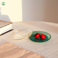 Assiette en verre borosilicate opaque nordique de 4,75 pouces avec bord doré, résistante à la chaleur, passe au micro-ondes et au lave-vaisselle, qualité alimentaire