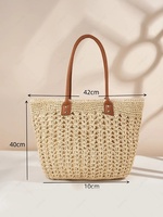 Sac à bandoulière de plage en paille tressé pour femme, grand sac fourre-tout fait main, sac hobo décontracté d'été avec broderies, chaînes et fermeture éclair