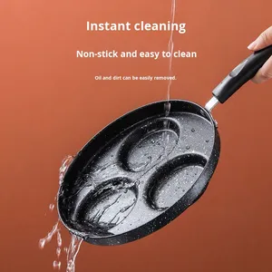 Kim loại hiện đại bốn lỗ không dính chảo chiên cho bữa ăn sáng trứng bánh mì kẹp thịt bít tết đáy phẳng sử dụng hộ gia đình - Product Image 4