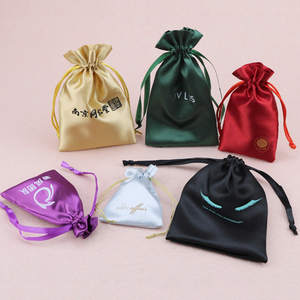 Custom Small Satin Silk Jewelry <b>Pouch</b> with logo for Jewelry Package <b>Drawstring</b> Satin Jewelry Bag for Ring Necklace Gift Bag - Product Image 2