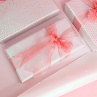 Vente en gros d'usine, papier d'emballage personnalisé de Noël et d'anniversaire, papier de luxe enduit de silicone, impression numérique, rouleau de papier 43 cm x 300 cm, rose