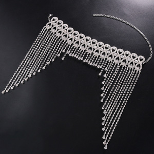 Diadema con Borlas de Cristales Brillantes, Cadena <span class=keywords><strong>para</strong></span> la Cabeza con Borlas de Cristal Plateado <span class=keywords><strong>para</strong></span> <span class=keywords><strong>Bodas</strong></span>, Bailes de Graduación, Concursos de Belleza y Fiestas - Product Image 6