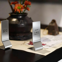 Plaque de numéro de table en acier inoxydable en forme de L personnalisée pour restaurant, impression double face, signalisation d'avertissement, réservation de place, vente en gros