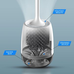 Brosse de toilette en silicone, kit de nettoyage de cuvette de toilette robuste, brosse de nettoyage de toilette à main durable avec bec verseur d'eau - Product Image 6
