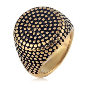 yunnique Fashion <b>Rings</b> Gold Steel Color Ball Shape Polka Dots Geometric Unisex Jewelry Gift - Product Image 1