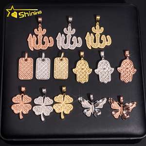 Nuova Collezione GRA di Ciondoli <span class=keywords><strong>Hamsa</strong></span> con Trifoglio in Moissanite Ghiacciata, Gioielli Hip Hop Personalizzati per Uomo e Donna - Product Image 5