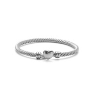 Bracelet en acier inoxydable 316L plaqué or 18K PVD, bracelet en forme de cœur pour femmes, bracelet en câble torsadé, hypoallergénique, sans nickel, bijoux