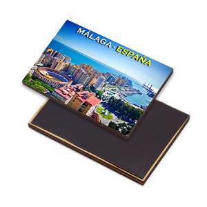Aimants de réfrigérateur en bois MDF époxy personnalisés, artisanat minimaliste, souvenir d'Espagne, Malaga - Product Image 1