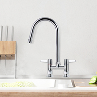 Robinet de cuisine en laiton commercial au design moderne Robinet d'évier purificateur à double poignée avec tuyau court de 3 pouces en laiton