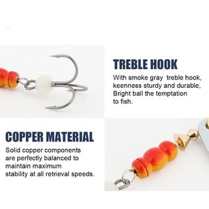 Señuelo de pesca con forma de cuchara giratoria, anzuelo metálico de cobre, anzuelo de pesca triple, de acero inoxidable, anzuelo de hundimiento rápido, color gris humo - Product Image 3
