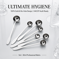 Juego de 7 Cucharas Medidoras Profesionales Higiénicas de Acero Inoxidable 18/10, 5ml-30ml, Mango Sólido Sin Orificios para una Higiene Perfecta