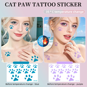 Adesivi per Tatuaggi Temporanei Termocromici a Forma di Zampa di <span class=keywords><strong>Cane</strong></span>, da Blu a Viola, Non Tossici, Sensibili alla Temperatura, Consegna Rapida all'Ingrosso - Product Image 2