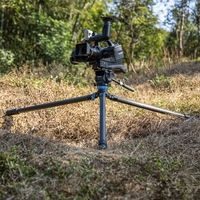 Manizek TP488 Kit de trépied vidéo professionnel robuste à contrepoids en fibre de carbone Tête de fluide dynamique Équipement photographique