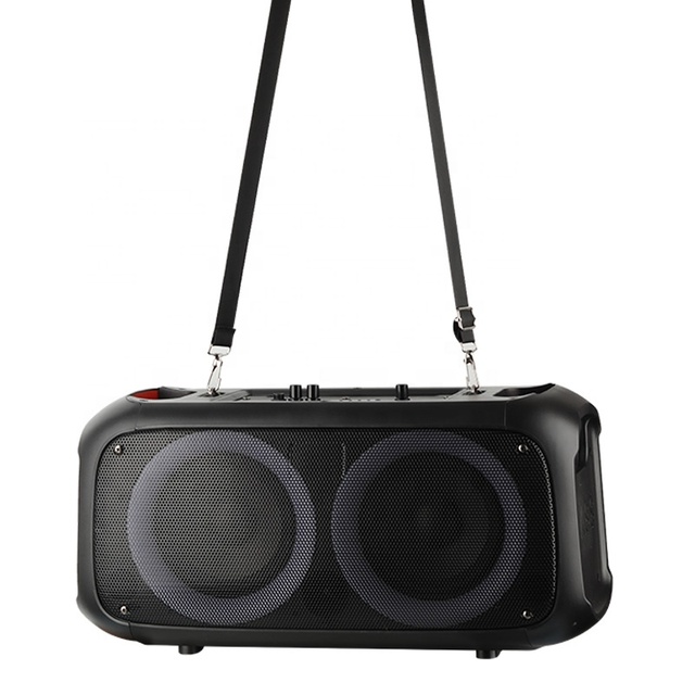 30W Portable BT Speaker With Dual Heavy Bass Subwoofer With Mic and Remote Colorful Led Lights FM Radio